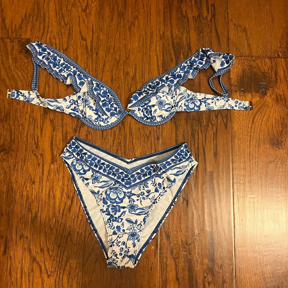 blue floral bikini